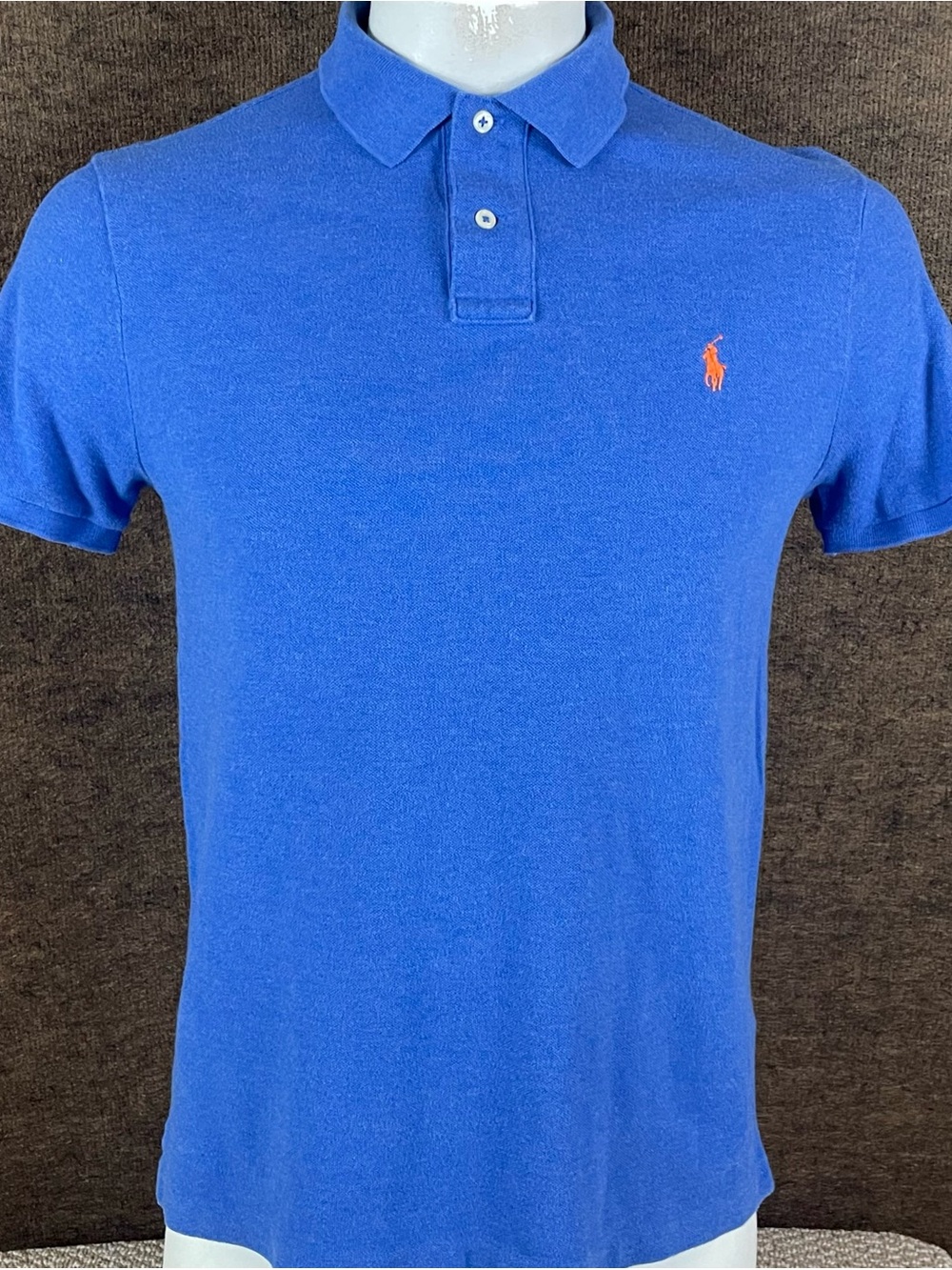 Polo Ralph Lauren Shirt Mens Large Blue Custom Slim Fit Flesh Pony Logo Golf C80